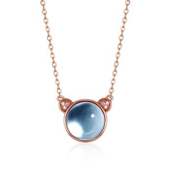 Maha ~ Collier en or rose avec topaze bleue 3