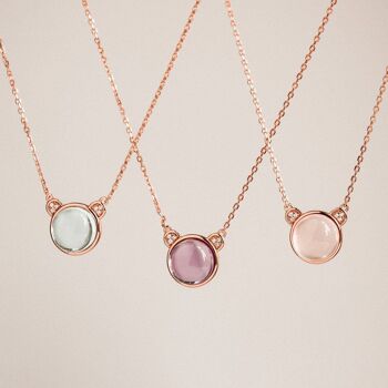 Maha ~ Collier en or rose avec topaze bleue 4