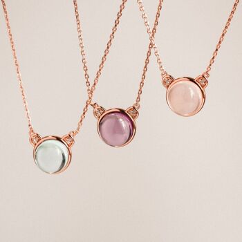 Maha ~ Collier en or rose avec topaze bleue 5