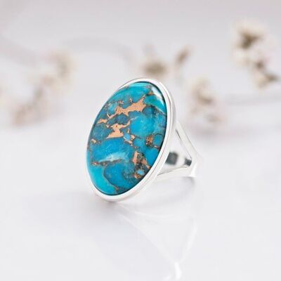 Nomi ~ Bague Turquoise Cuivre en Argent