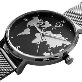 Montre carte du monde en argent Selene 9