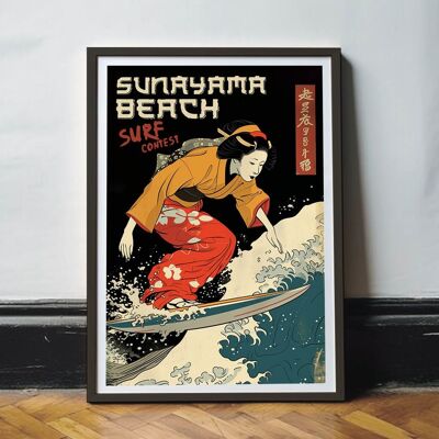 Poster Geisha surfista