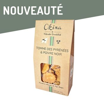 Nouveauté Avril 2024- Biscuits apéritifs au Fromage de Vache Tomme des Pyrénées et Poivre noir, en étui 80g 1