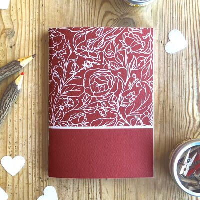 ROSY A6 notebook - 48 white pages - Floral stationery notebook