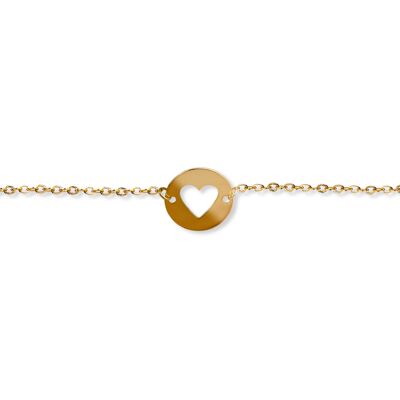 Pulsera cometa de papel plateada chapada en oro 19,5cm - corazón recortado