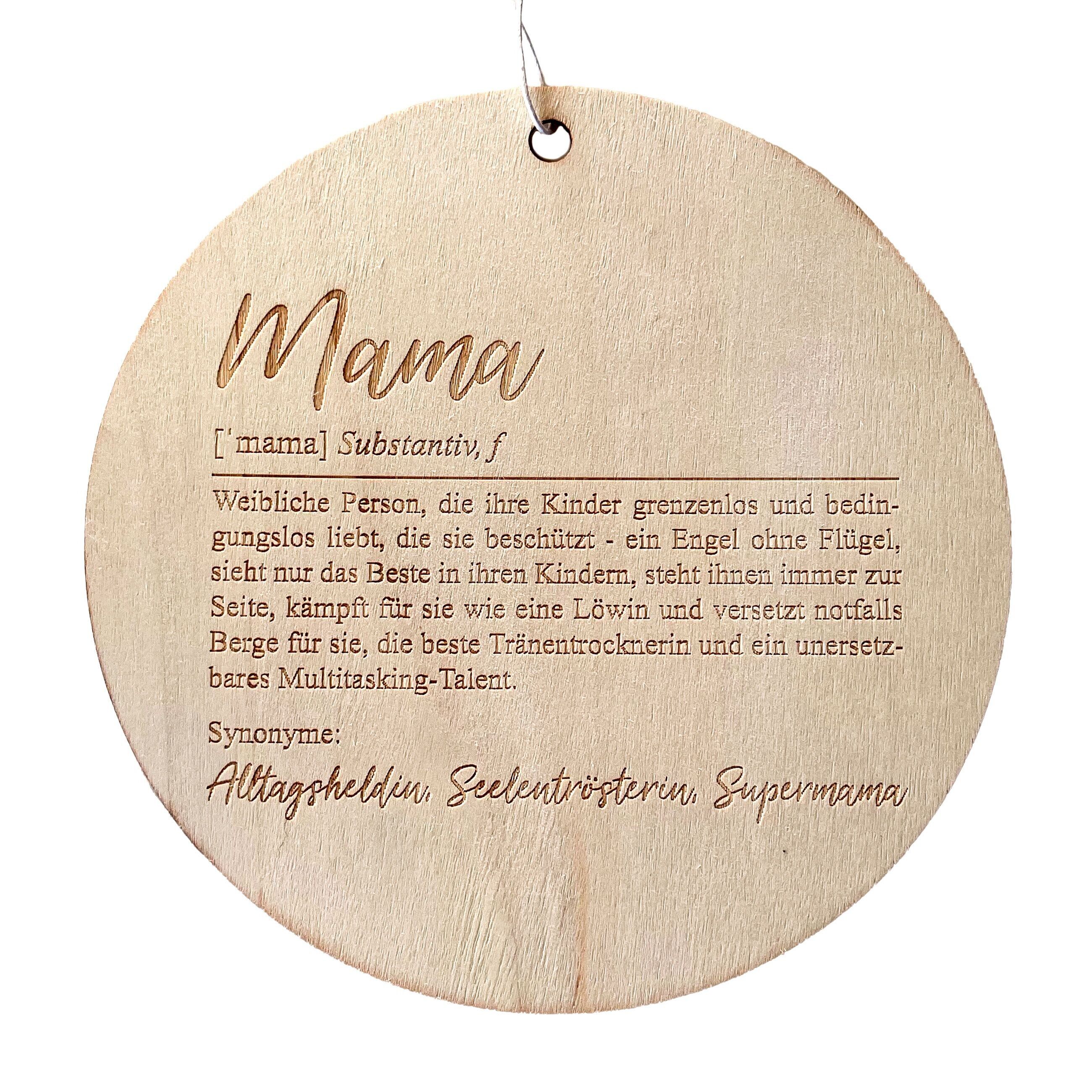 Insegna da appendere in legno - legno di pioppo - con incisione Mama Set 01