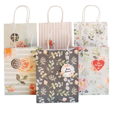 6 Printed Handle Bags Set Mother's Day Pink-mint Set 02