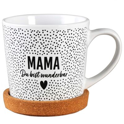 White mug with black motif - Mom you are wonderful