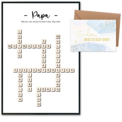 Tirages d'art DIN A4 - Fête des Pères Design 5 - Scrabble