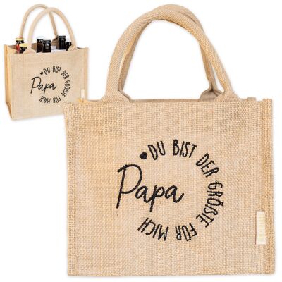 Borsa in juta con separatore di bottiglie Papa Set 01