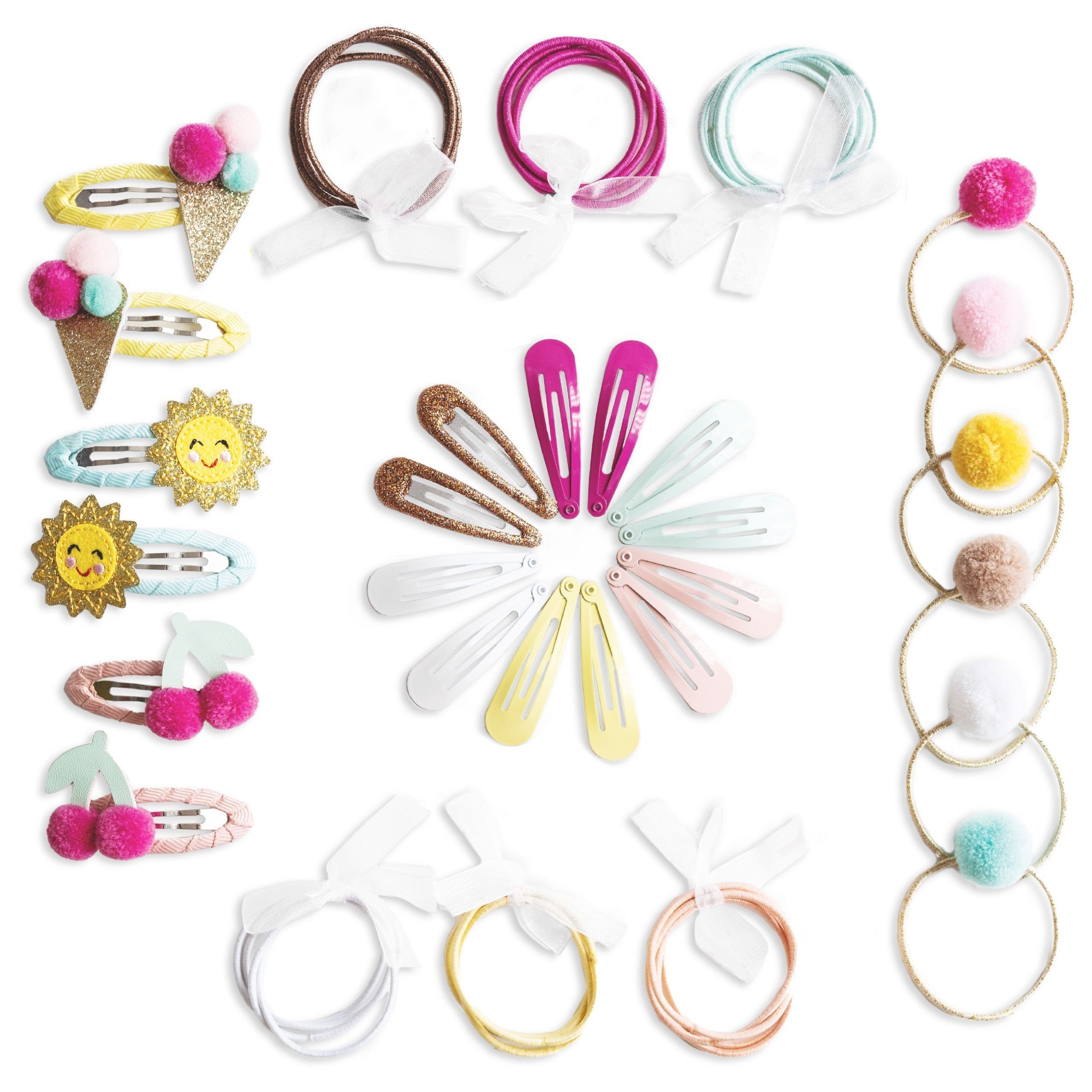 Paper Dragons 48 Hair Clips & Hair Ties - Ice