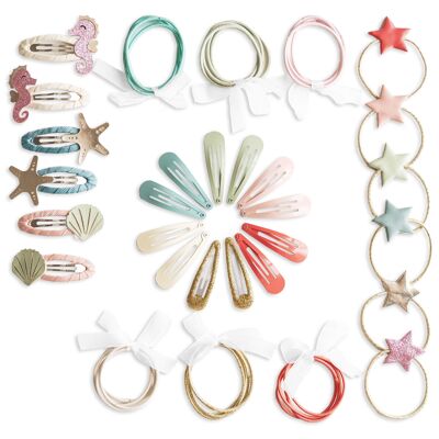 48 hair clips + hair ties - Mermaid - Set 7