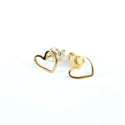 Paper kite silver earrings gold plated 7mm - heart