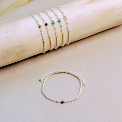 Round stone braided cotton bracelet