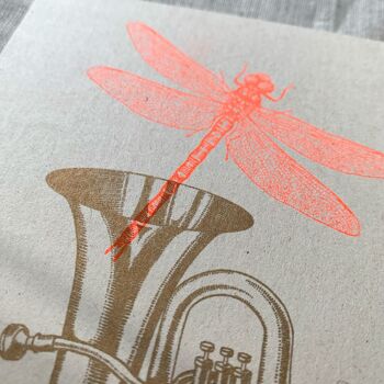 Carte postale / Tuba avec libellule / teinture végétale / papier écologique 2