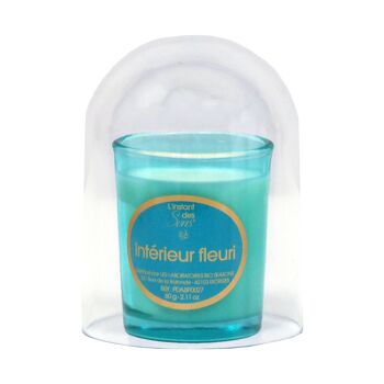 BOUGIE PARFUMEE FRAGRANCE INTERIEUR FLEURI - 190G - VERRE TEINTE BLEU LAGON 3