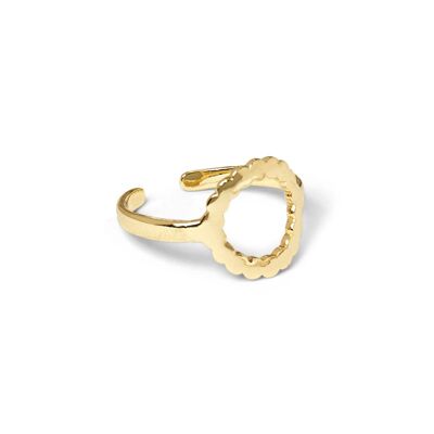 ROUND SERRATED RING - ADJUSTABLE - GILDED WITH FINE GOLD