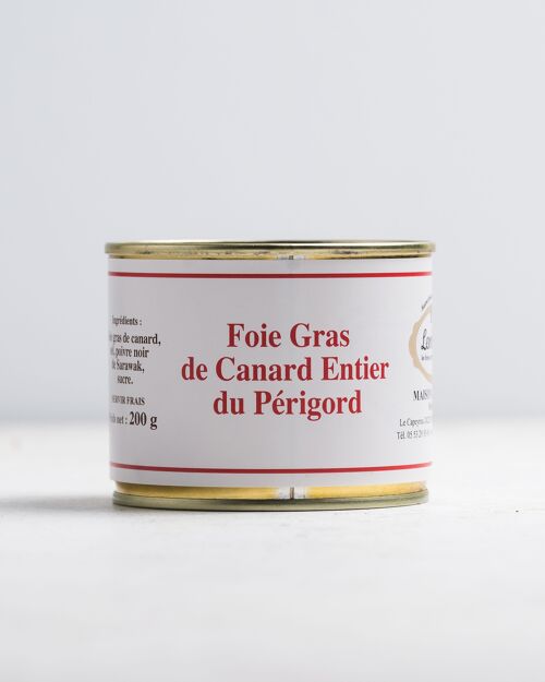 Foie gras de canard entier de Dordogne boite ronde 200g médaille d'or 2024