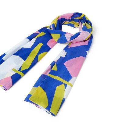 STOLA FORME ASTRATTE - BLU GIALLO ROSA