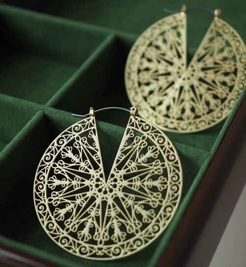 Greek Style Filigree Ferris Wheel Drop Earrings