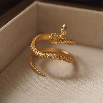 Bague serpent scintillante de style vintage - Taille 7 4