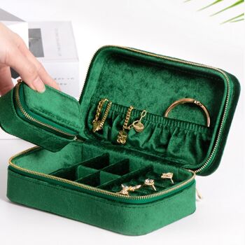 Boîte à bijoux et boîte à bagues en velours vert - Vert émeraude 7