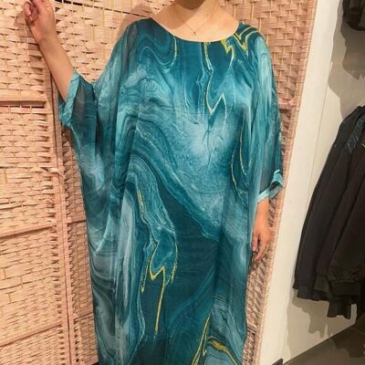 Long Italian Silk Dress for Women with Sleeves. Promo