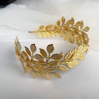 Bandeau de feuilles dorées de la déesse grecque - Accessoire de mariée élégant en métal plaqué or 4