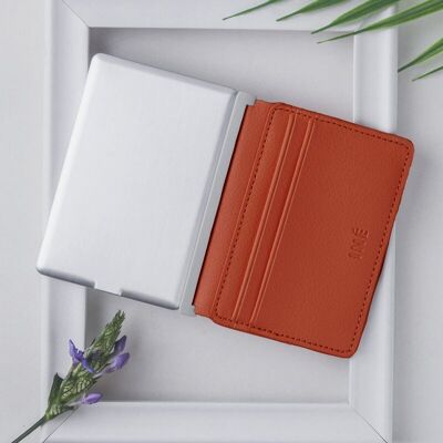💰 Porte cartes & chargeur - Iné Cuir Recyclé- The Wallet  Orange 💰