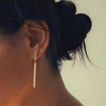 Boucles d'oreilles pendantes à barre fine et longue barre minimaliste 8