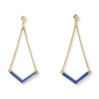 BLUE ENAMEL V EARRINGS