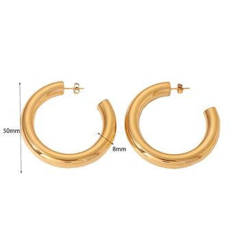 Grandes boucles d'oreilles créoles dorées Bold Chic - 8 mm 8