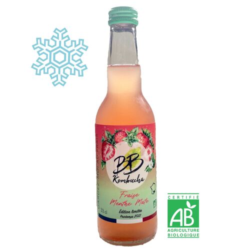 Kombucha biologique fraise menthe maté - 33 cL