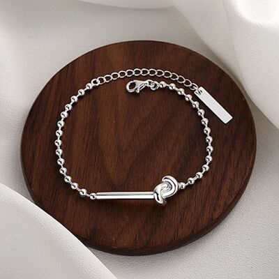Sterling SilverBall Chain Bracelet-Silver Knot Design