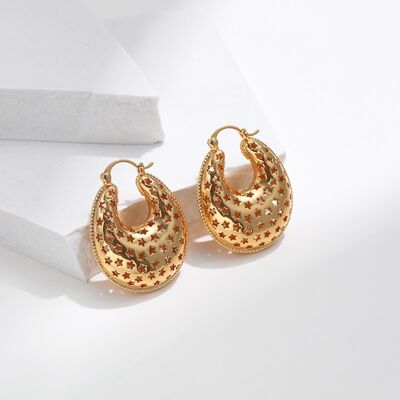 Pendientes huecos de estilo vintage-Patrones de estrellas