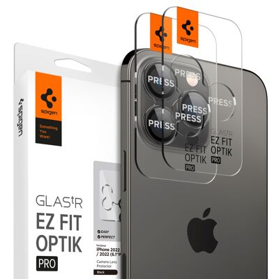 Spigen Glass EZ Fit Optik Pro Confezione da 2, nero - iPhone 15 Pro/15 Pro Max/14 Pro/14 Pro Max