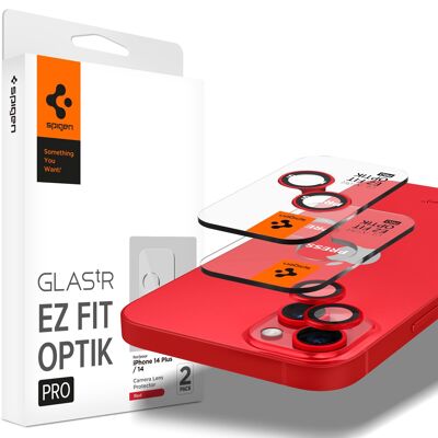 Spigen Glass EZ Fit Optik Pro 2 Pack, red - iPhone 14/14 Plus