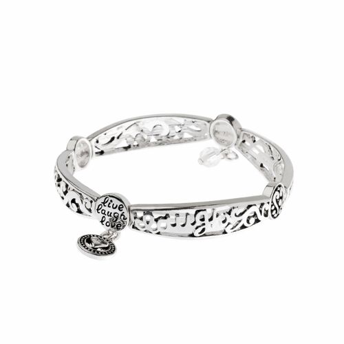 Lively Essence Antique Silver 'Live Laugh Love' Bracelet