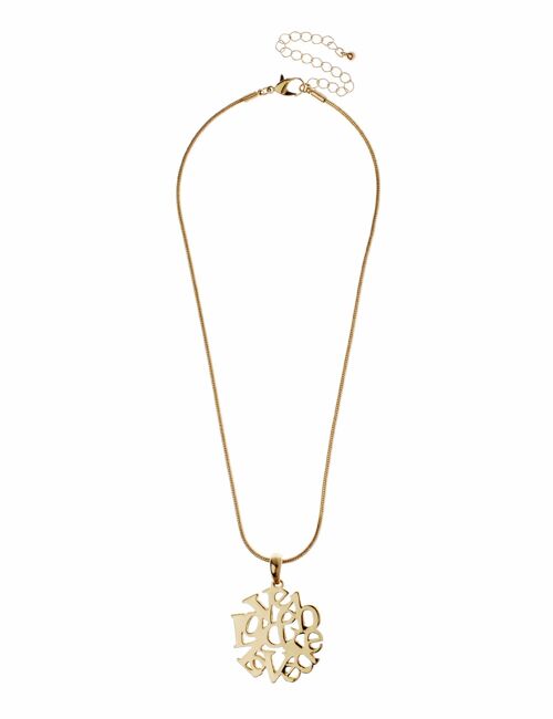 Gilded Harmony Gold Snake Chain 'Live Laugh Love' Necklace