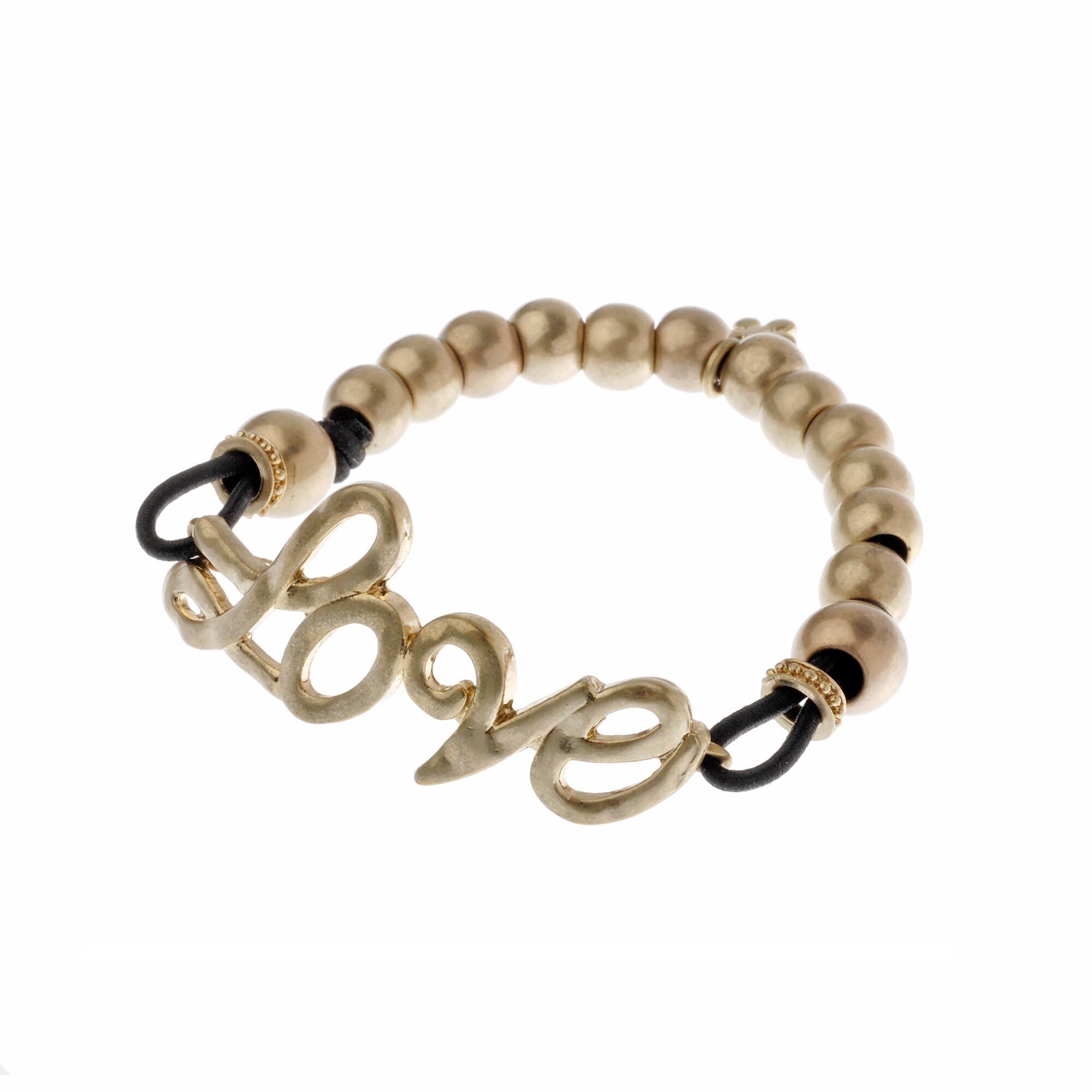 Noir Love Beads Bracciale con messaggio in cordoncino nero