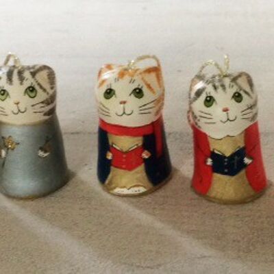 Merryfield Pottery - 5 décorations de chat de Noël traditionnelles