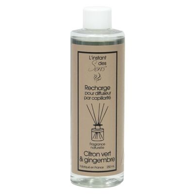 RECHARGE POUR DIFFUSEUR CAPILLARITE - FRAGRANCE CITRON VERT & GINGEMBRE - INSTANT DES SENS 250ML