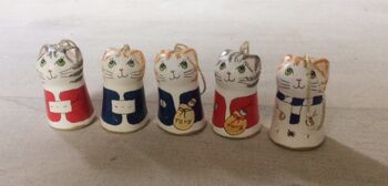 Merryfield Pottery - 5 décorations de chat de Noël (a)