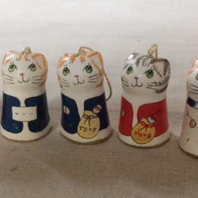 Merryfield Pottery - 5 Christmas Cat Decorations (a)