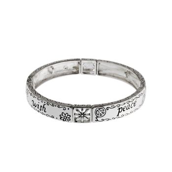 Bracelet Tranquil Bond en argent antique « Peace Unity Wish »
