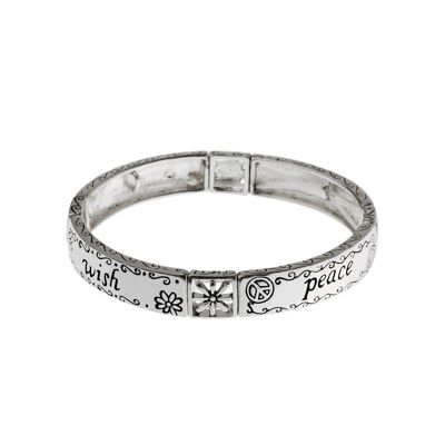 Bracelet Tranquil Bond en argent antique « Peace Unity Wish »