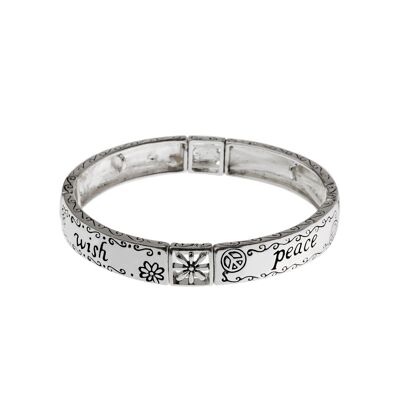 Tranquil Bond Antique Silver 'Peace Unity Wish' Bracelet