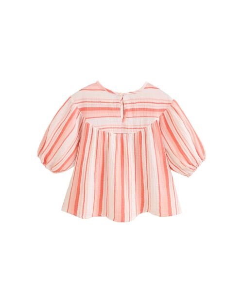 Blusa de chica con estampado de rayas en tonos coral K39-29411035