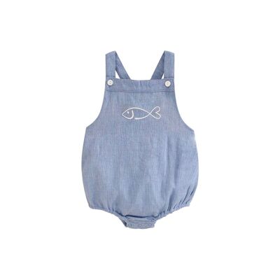 Blue baby frog embroidered fish K43-29414184