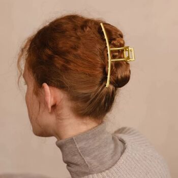 Pinces à cheveux en métal à grandes griffes-Designs minimalistes dorés-3 types 4